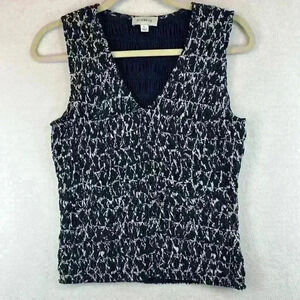 Evereve Top Navy/White Women’s Size Large Smocked Elastic